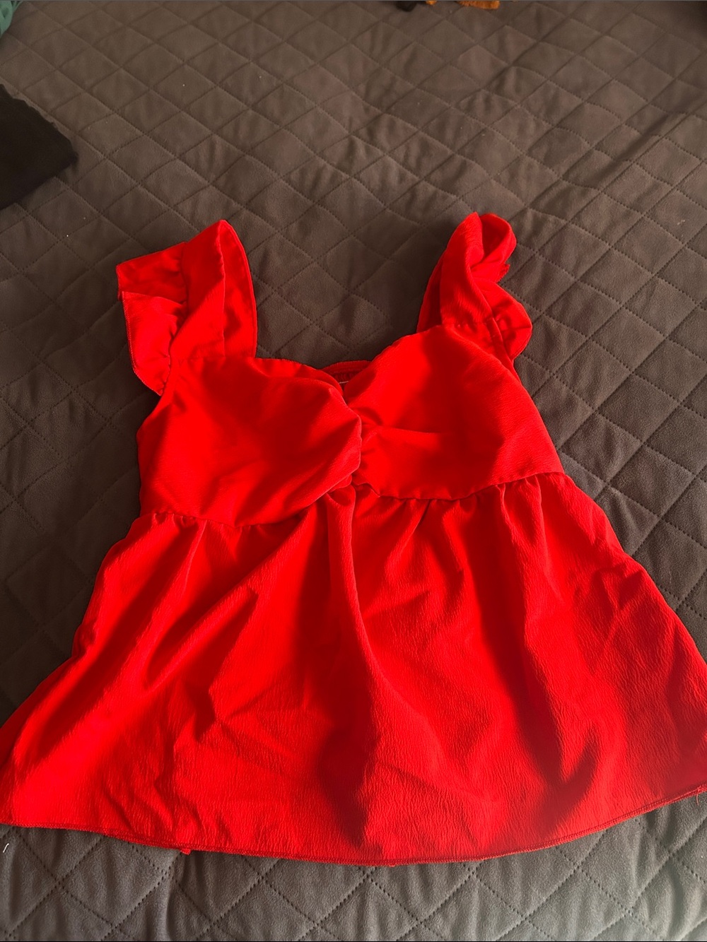 Red Ruffle Strap Kids Dress